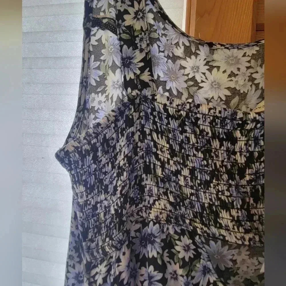 NWT Vintage American Eagle blue floral mini slip dress - Picture 3 of 7